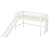 Twin Size Low Loft Bed with Ladder and Slide; White(OLD SKU:WF196418AAK)