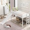 Twin Size Low Loft Bed with Ladder and Slide; White(OLD SKU:WF196418AAK)