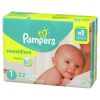 Pampers Swaddlers Newborn Diapers Size 1, 32 Count